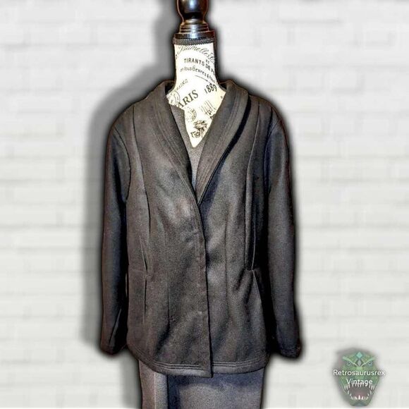 Pamela Dennis Private Client Professional Twee Black Peplum Blazer Peacoat Jacke - Picture 5 of 5